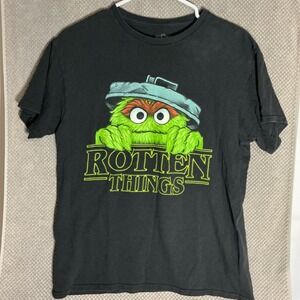 Sesame Street T-Shirt Mens M Black Rotten Things Oscar Stranger Things Men's Med